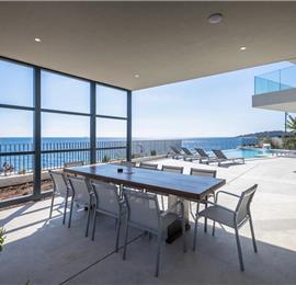 3 x 5 bedroom seafront villa with heated infinity pool near Rogoznica, sleeps 10